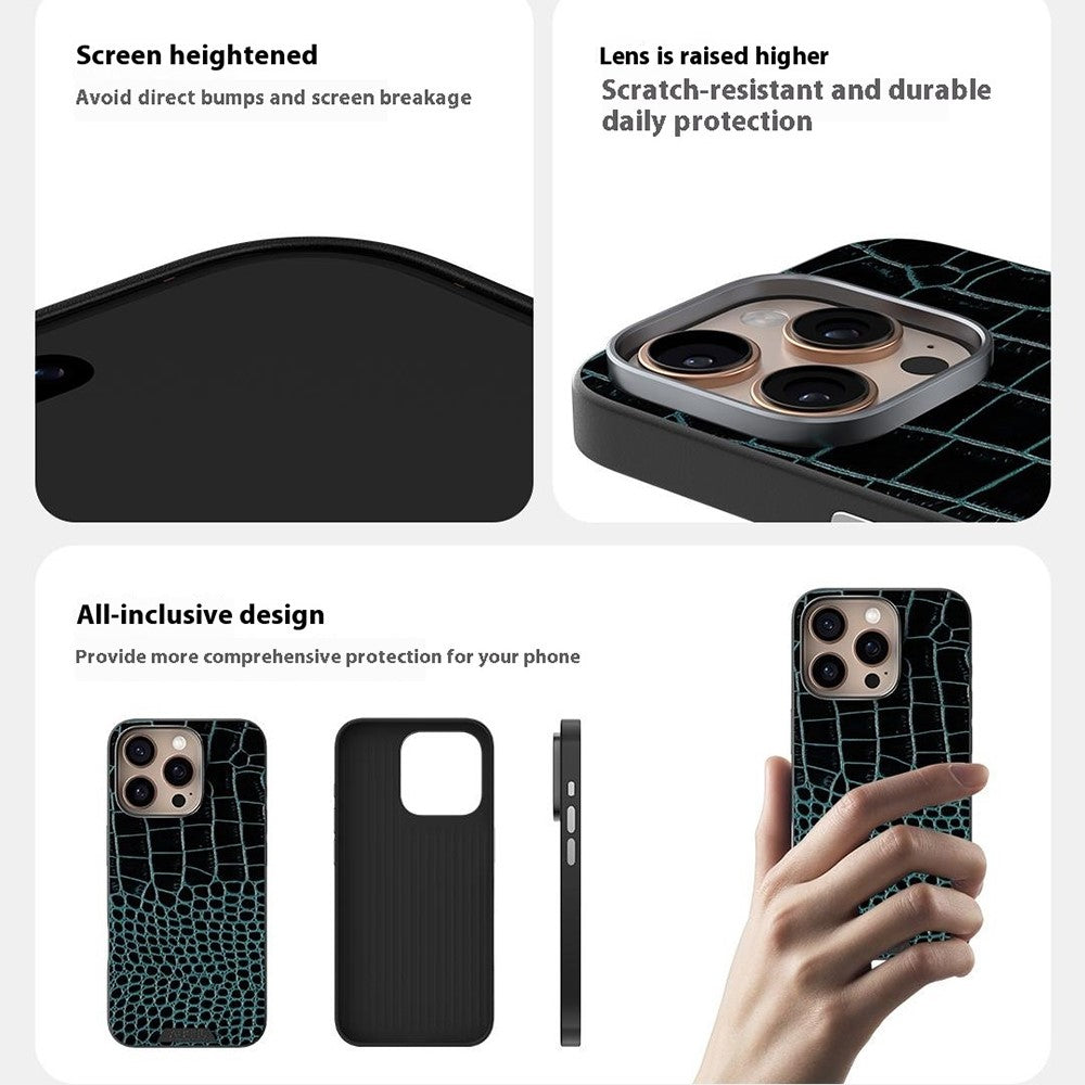 ABEEL For iPhone 16 Pro Case Compatible with MagSafe Crocodile Texture Micro-Embossing Back Cover