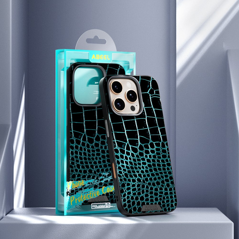 ABEEL For iPhone 16 Pro Case Compatible with MagSafe Crocodile Texture Micro-Embossing Back Cover