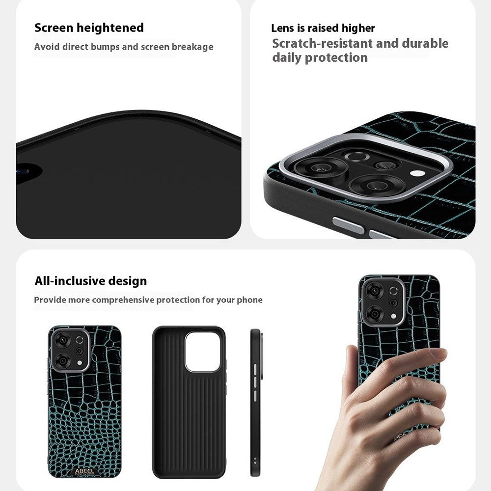 ABEEL For Oppo Reno14 Pro 5G (Global) Magnetic Case Crocodile Texture Micro-Embossing Back Cover