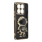 For Xiaomi 14T Pro Case Electroplating Soft TPU Phone Cover with Astronaut Hidden Kickstand