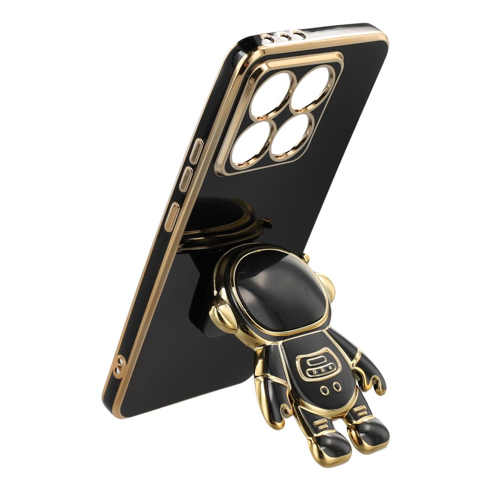 For Xiaomi 14T Pro Case Electroplating Soft TPU Phone Cover with Astronaut Hidden Kickstand