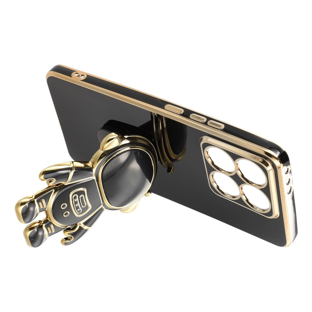 For Xiaomi 14T Pro Case Electroplating Soft TPU Phone Cover with Astronaut Hidden Kickstand