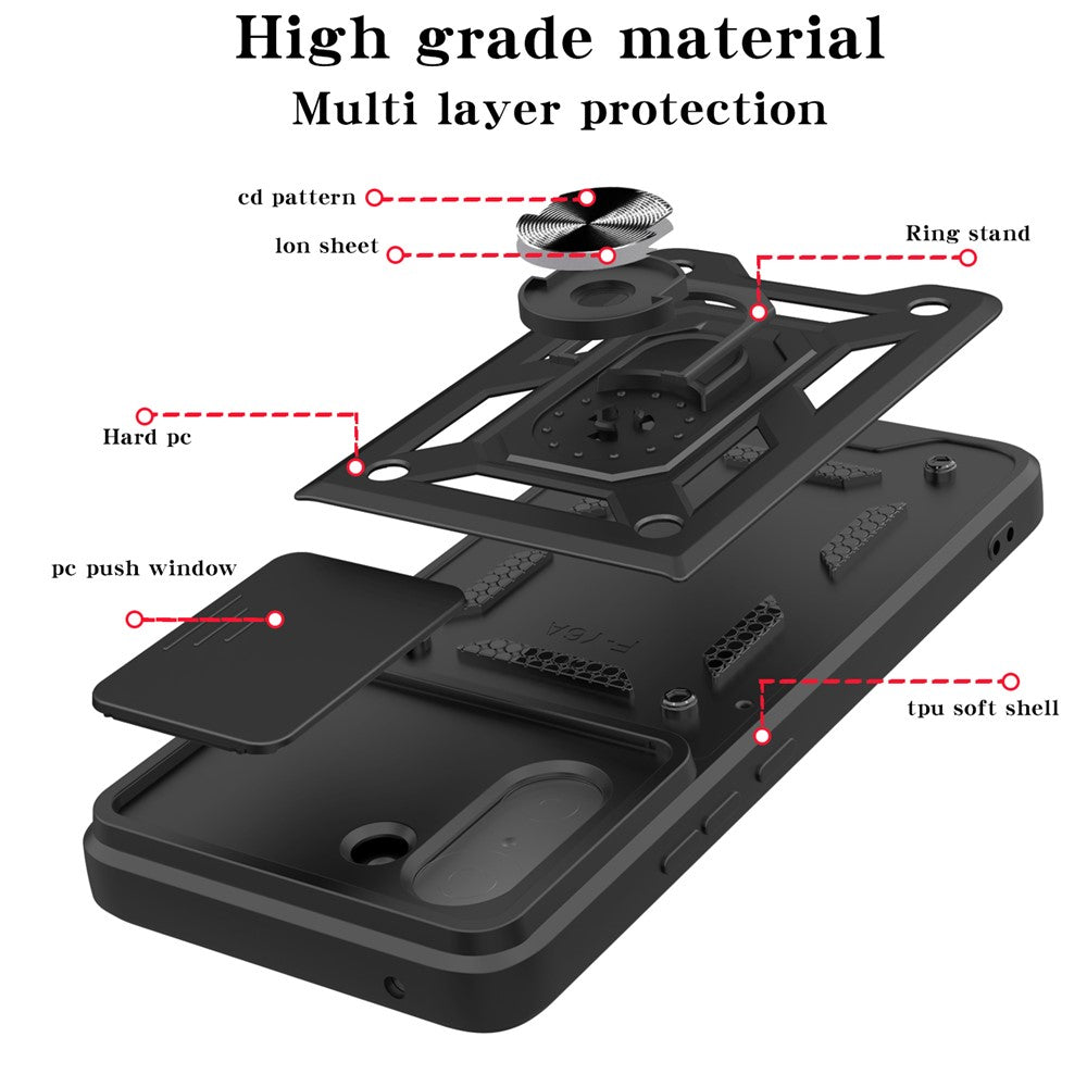 OnePlus Nord CE5 5G / Ace 5 Racing 5G-skal med skjutbart kameralock PC + TPU-stativmobilskal