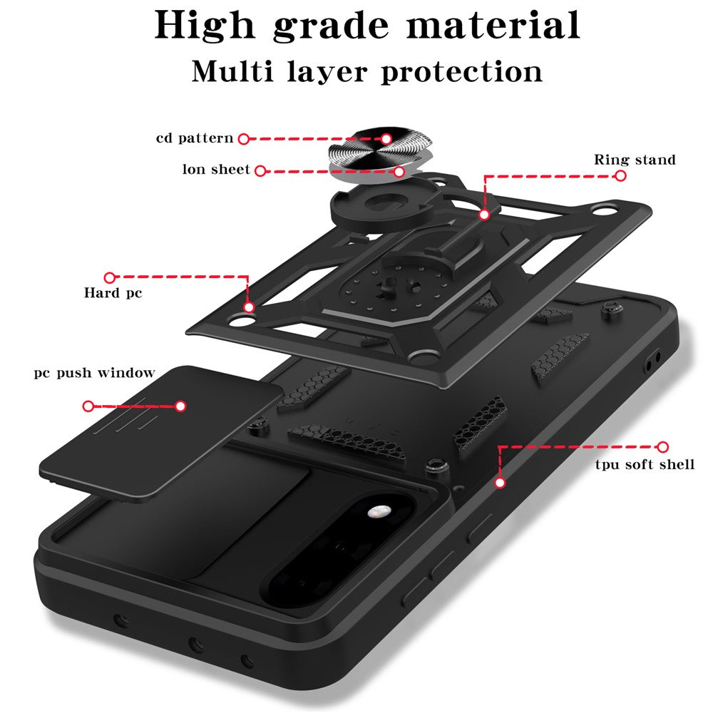OnePlus Nord 5 5G / Ace 5 Ultra 5G-skal med skjutbart kameralock PC + TPU-stativmobilskal
