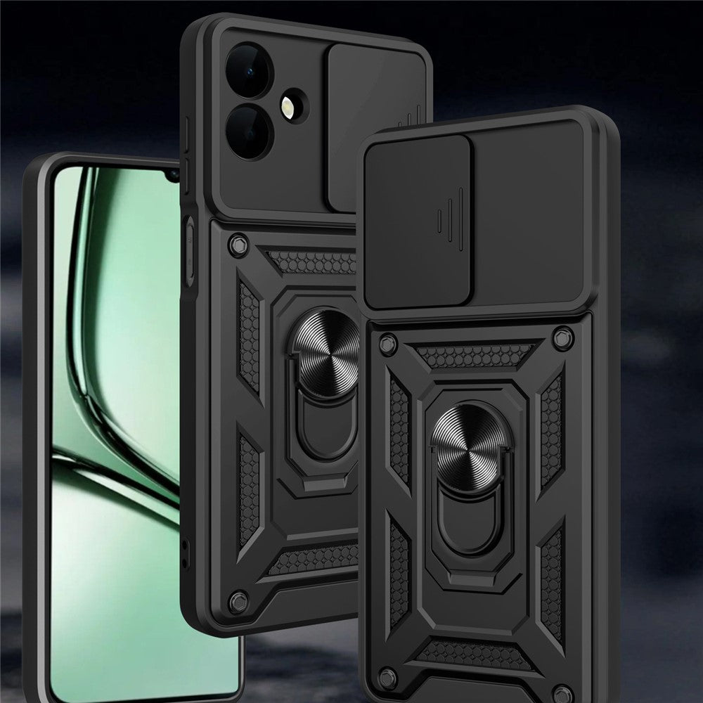Til Samsung Galaxy A08 5G / A08 4G / A07 5G / A07 4G Cover med skydelåg til kamera PC + TPU Kickstand Telefoncover