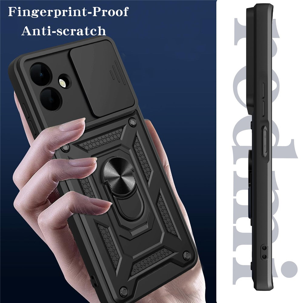 Til Samsung Galaxy A08 5G / A08 4G / A07 5G / A07 4G Cover med skydelåg til kamera PC + TPU Kickstand Telefoncover