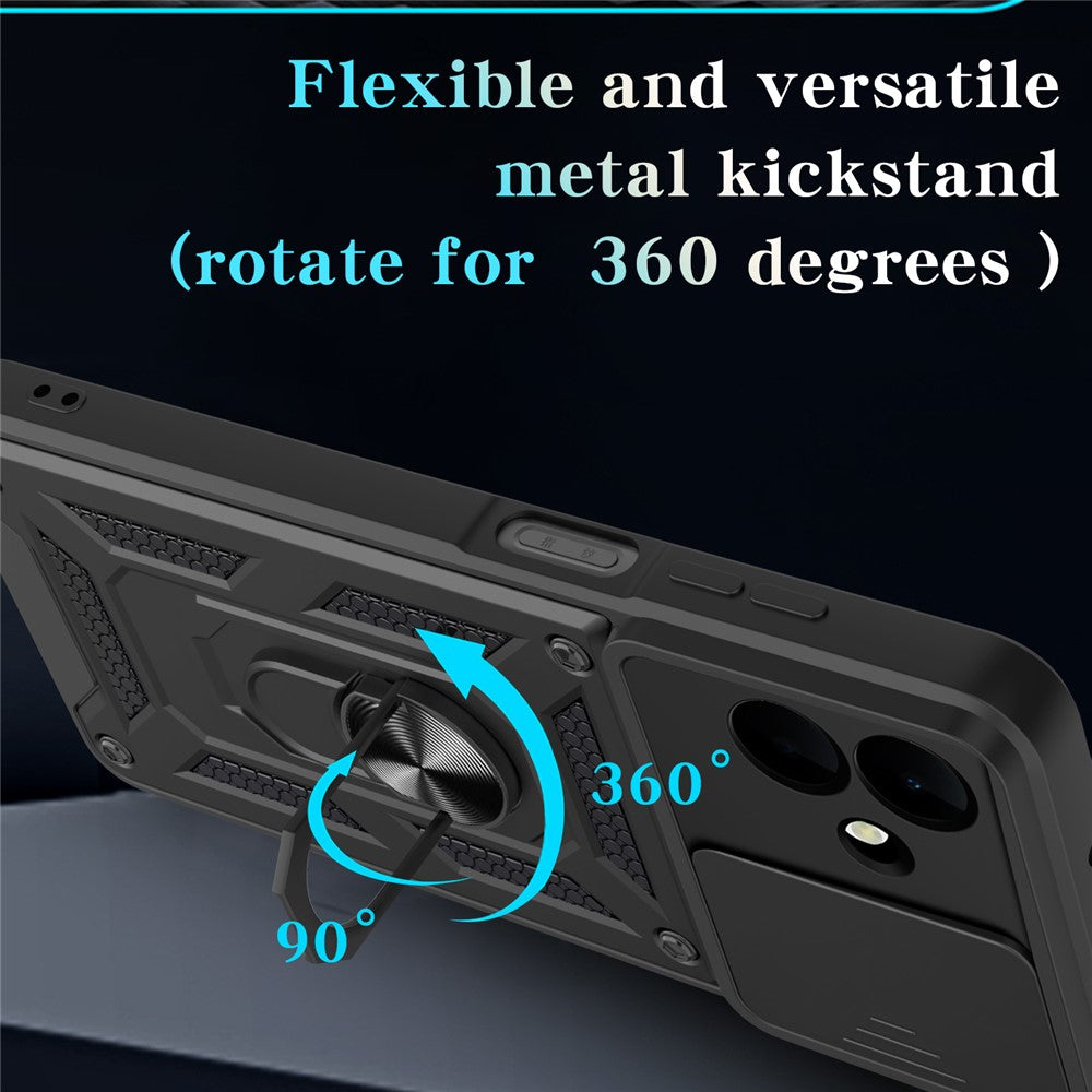 Til Samsung Galaxy A08 5G / A08 4G / A07 5G / A07 4G Cover med skydelåg til kamera PC + TPU Kickstand Telefoncover
