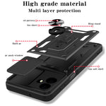 Til Samsung Galaxy A08 5G / A08 4G / A07 5G / A07 4G Cover med skydelåg til kamera PC + TPU Kickstand Telefoncover