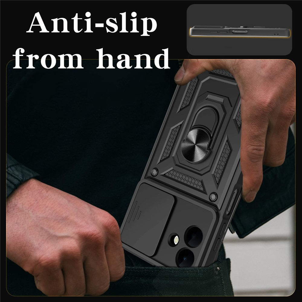 Til Samsung Galaxy A08 5G / A08 4G / A07 5G / A07 4G Cover med skydelåg til kamera PC + TPU Kickstand Telefoncover