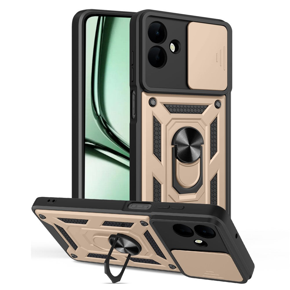 Til Samsung Galaxy A08 5G / A08 4G / A07 5G / A07 4G Cover med skydelåg til kamera PC + TPU Kickstand Telefoncover