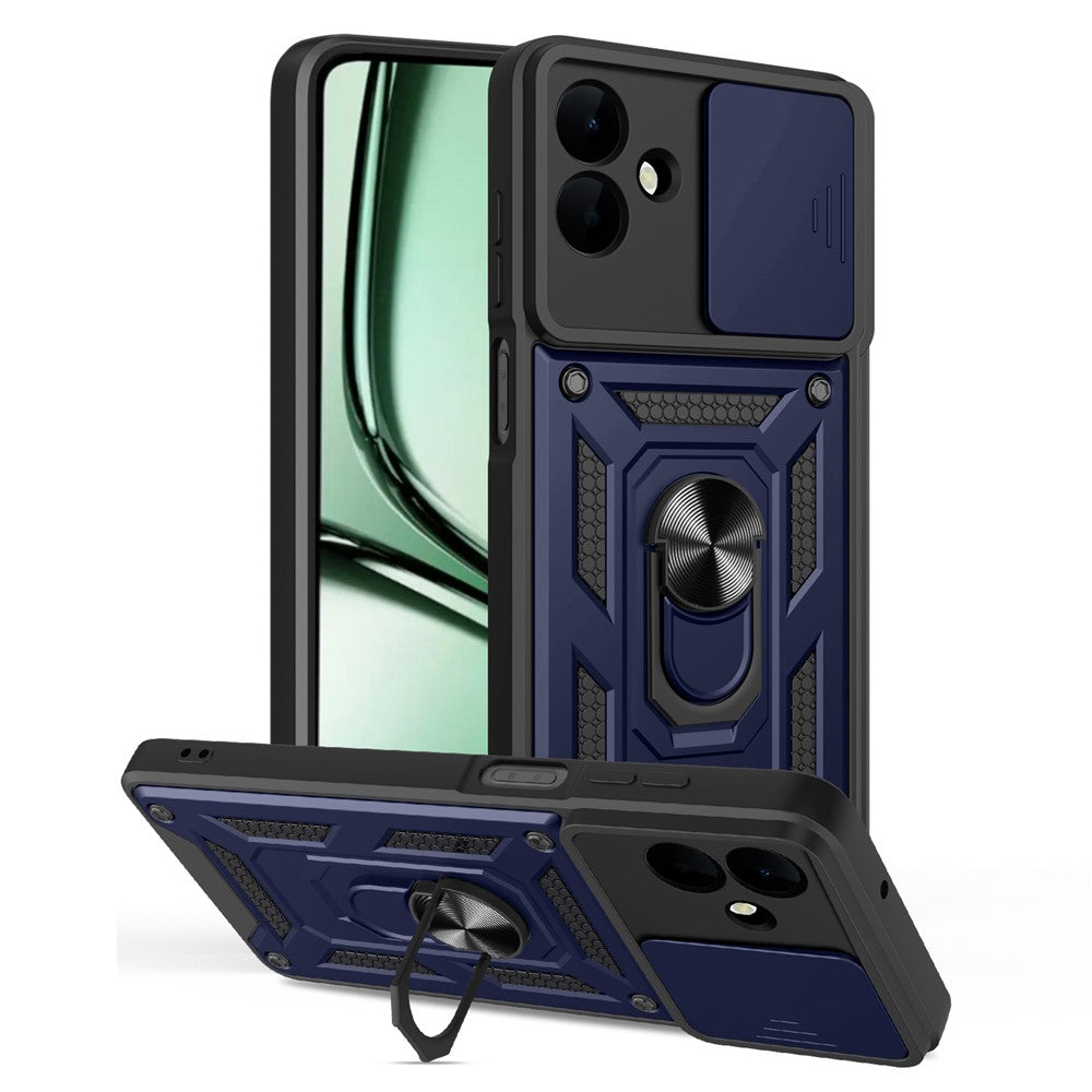 Til Samsung Galaxy A08 5G / A08 4G / A07 5G / A07 4G Cover med skydelåg til kamera PC + TPU Kickstand Telefoncover