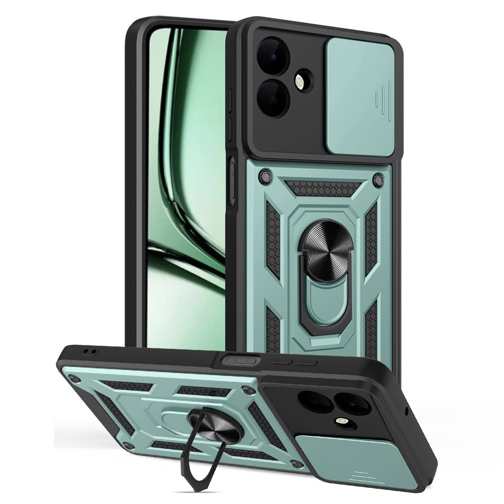 Til Samsung Galaxy A08 5G / A08 4G / A07 5G / A07 4G Cover med skydelåg til kamera PC + TPU Kickstand Telefoncover
