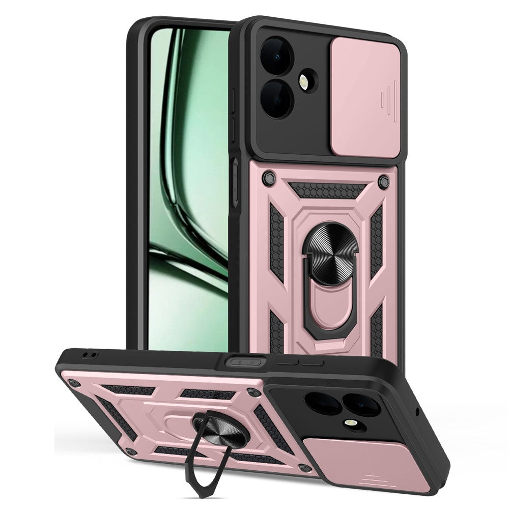 Til Samsung Galaxy A08 5G / A08 4G / A07 5G / A07 4G Cover med skydelåg til kamera PC + TPU Kickstand Telefoncover