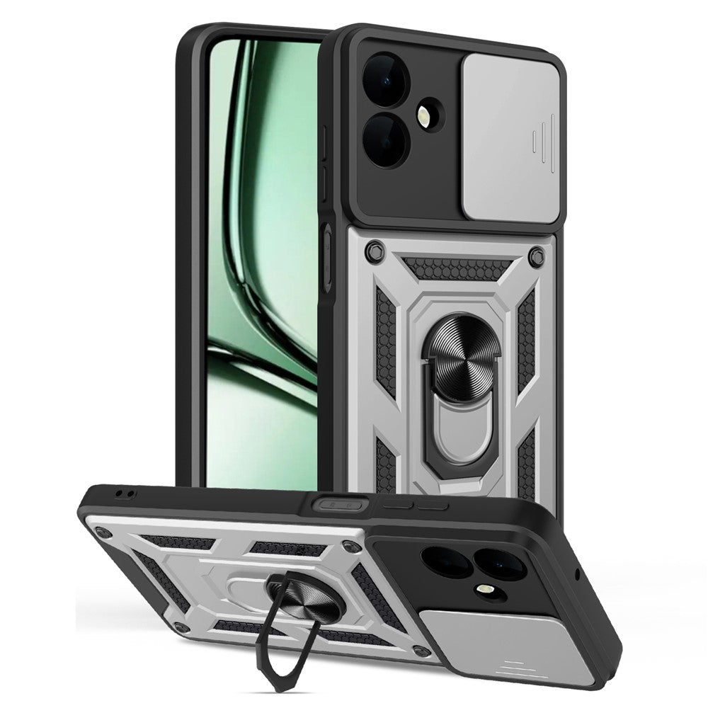Til Samsung Galaxy A08 5G / A08 4G / A07 5G / A07 4G Cover med skydelåg til kamera PC + TPU Kickstand Telefoncover