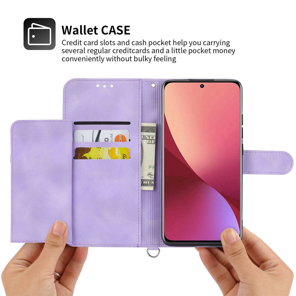 For Xiaomi 12T 5G / Redmi K50 Ultra 5G Imprinted Flowers  Wallet Case Skin-Touch PU Leather Stand Multiple Card Slots Flip Protective Cover with Wrist Strap and Shoulder Strap