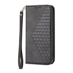 For Xiaomi 12T 5G / Redmi K50 Ultra 5G Rhombus Pattern Imprinted PU Leather Stand Case Calf Texture Shockproof Phone Wallet Cover with Strap