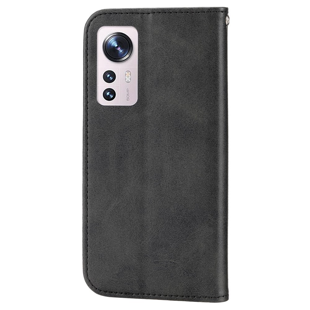 For Xiaomi 12T 5G / Redmi K50 Ultra 5G Rhombus Pattern Imprinted PU Leather Stand Case Calf Texture Shockproof Phone Wallet Cover with Strap