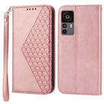 For Xiaomi 12T 5G / Redmi K50 Ultra 5G Rhombus Pattern Imprinted PU Leather Stand Case Calf Texture Shockproof Phone Wallet Cover with Strap
