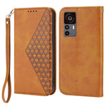 For Xiaomi 12T 5G / Redmi K50 Ultra 5G Rhombus Pattern Imprinted PU Leather Stand Case Calf Texture Shockproof Phone Wallet Cover with Strap