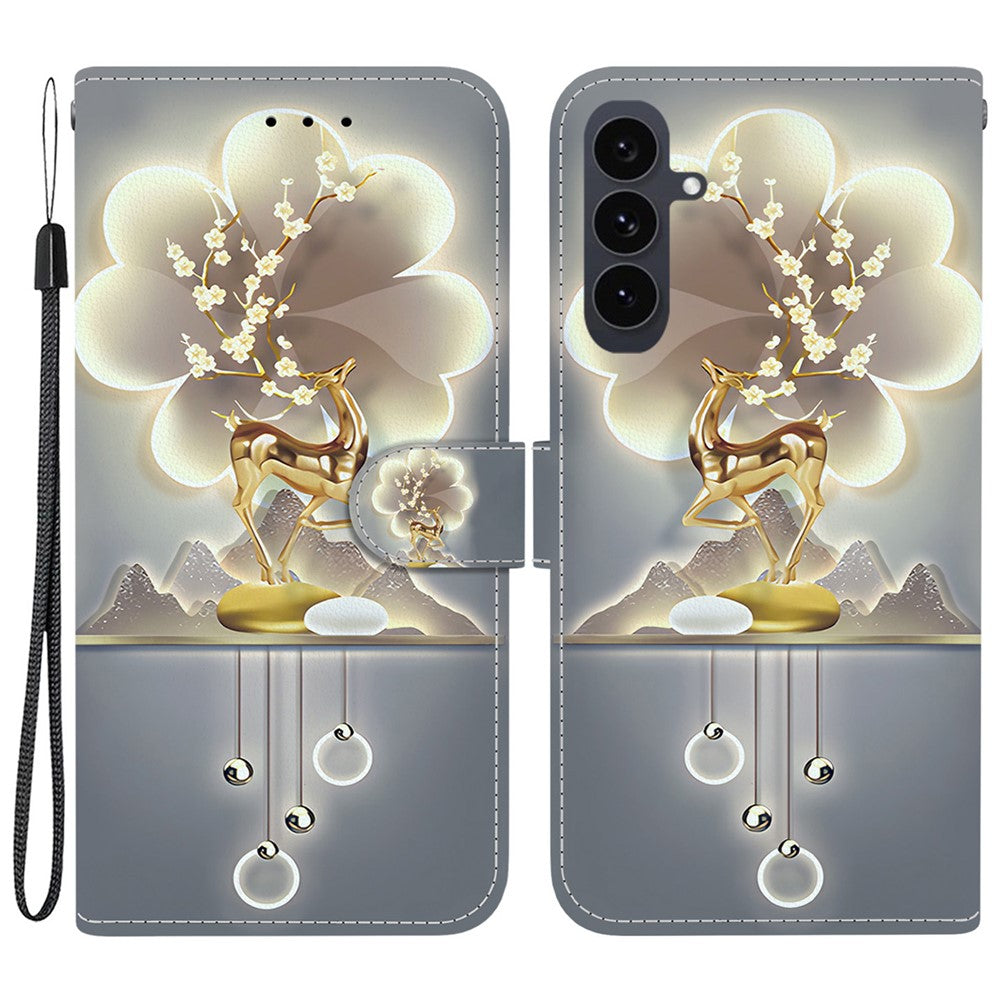 For Samsung Galaxy S25 FE Case Pattern Printing Leather Flip Wallet Phone Cover with Lanyard