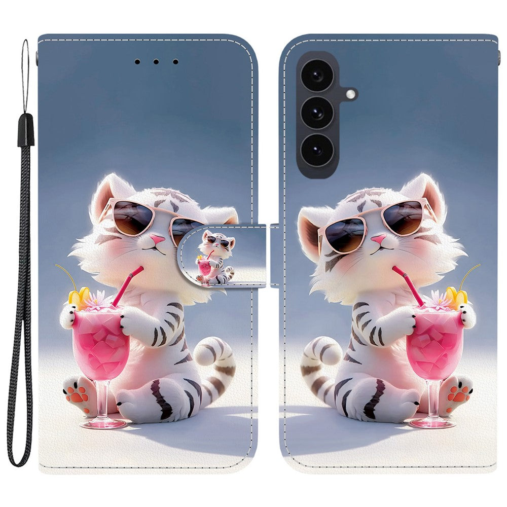 For Samsung Galaxy S25 FE Case Pattern Printing Leather Flip Wallet Phone Cover with Lanyard