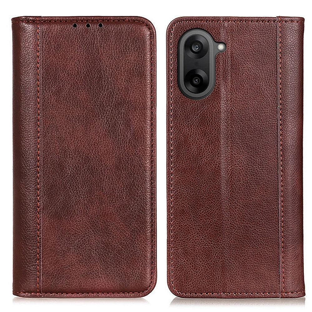 OnePlus Nord CE5 5G / Ace 5 Racing 5G stativcover i splitlæder med litchi-tekstur og pung-etui