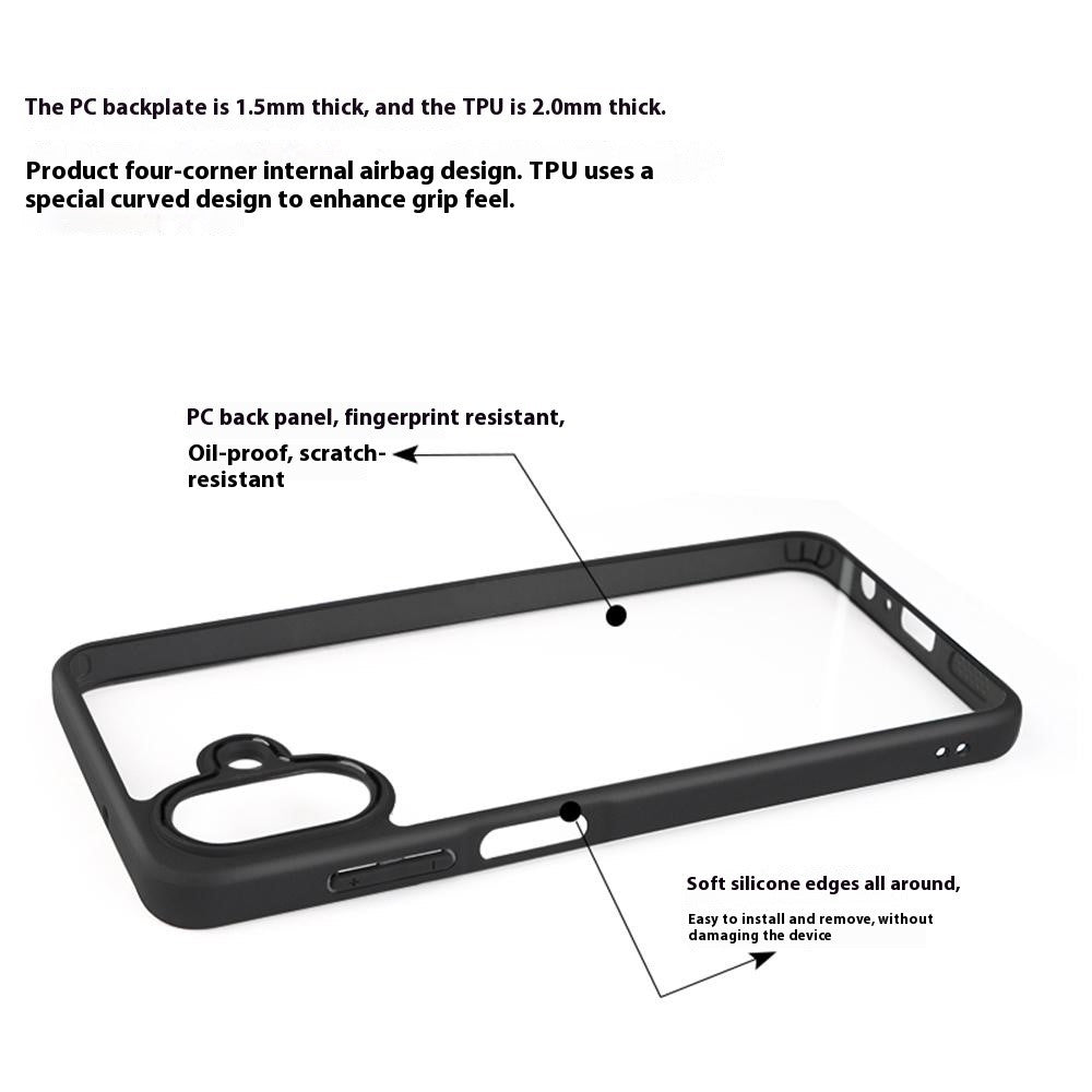Til Samsung Galaxy A08 5G / A08 4G / A07 5G / A07 4G cover stødsikkert PC + TPU gennemsigtigt bagcover til telefon