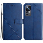 Xiaomi 12T 5G / 12T Pro 5G / Redmi K50 Ultra 5G ensfarvet PU-lædercover med præget linjemønster, pung-etui med stativdesign, stødsikkert magnetlås