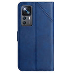 Xiaomi 12T 5G / 12T Pro 5G / Redmi K50 Ultra 5G ensfarvet PU-lædercover med præget linjemønster, pung-etui med stativdesign, stødsikkert magnetlås
