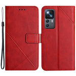 Xiaomi 12T 5G / 12T Pro 5G / Redmi K50 Ultra 5G ensfarvet PU-lædercover med præget linjemønster, pung-etui med stativdesign, stødsikkert magnetlås