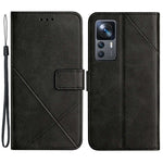 Xiaomi 12T 5G / 12T Pro 5G / Redmi K50 Ultra 5G ensfarvet PU-lædercover med præget linjemønster, pung-etui med stativdesign, stødsikkert magnetlås