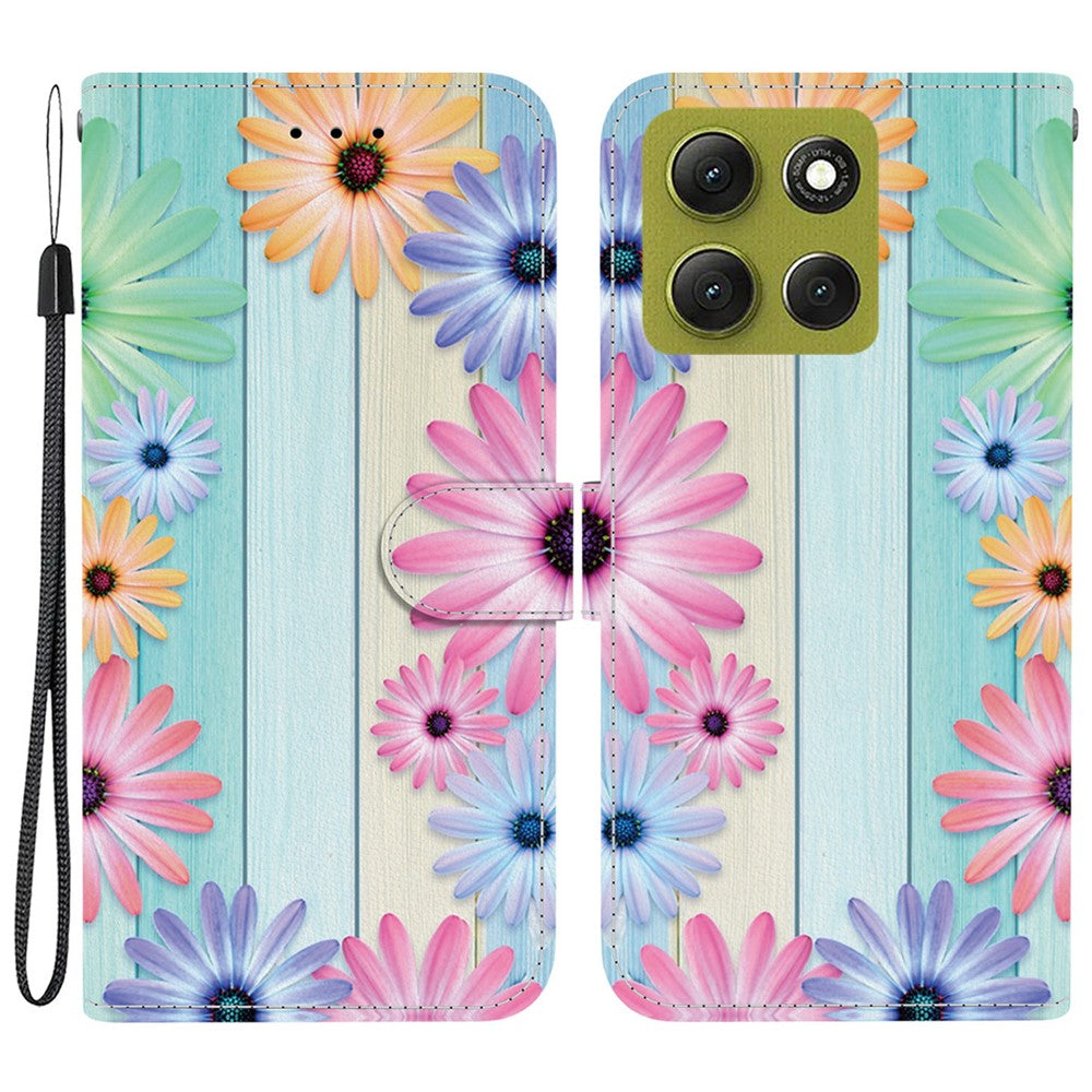 For Motorola Moto G86 5G Case Pattern Printing Leather Flip Wallet Phone Cover with Lanyard