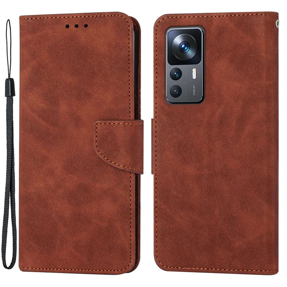 For Xiaomi 12T 5G / 12T Pro 5G / Redmi K50 Ultra 5G Solid Color PU Leather Phone Shell, Wallet Stand Design Anti-Drop Magnetic Clasp Phone Case