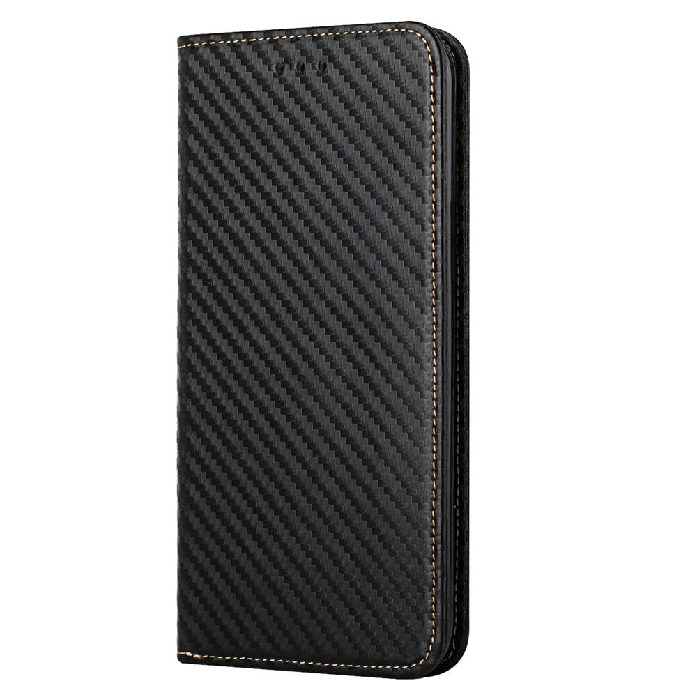 Xiaomi 12T 5G / 12T Pro 5G / Redmi K50 Ultra 5G Kolfiberstruktur PU-läder Stativ Plånboksfodral Magnetiskt Autostängande mobilskal med Handledsrem
