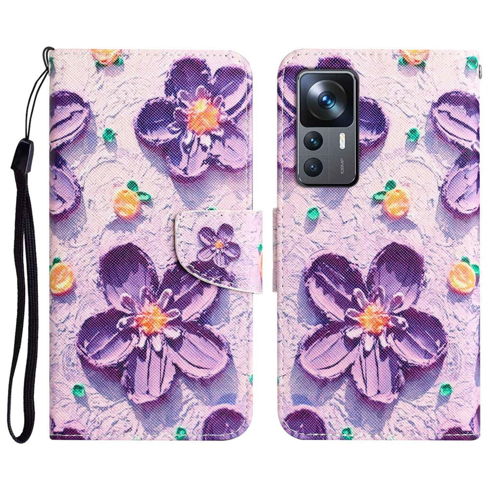 For Xiaomi 12T 5G / 12T Pro 5G / Redmi K50 Ultra 5G Cross Texture PU Leather Shockproof Cover Pattern Printing Flip Stand Wallet Case