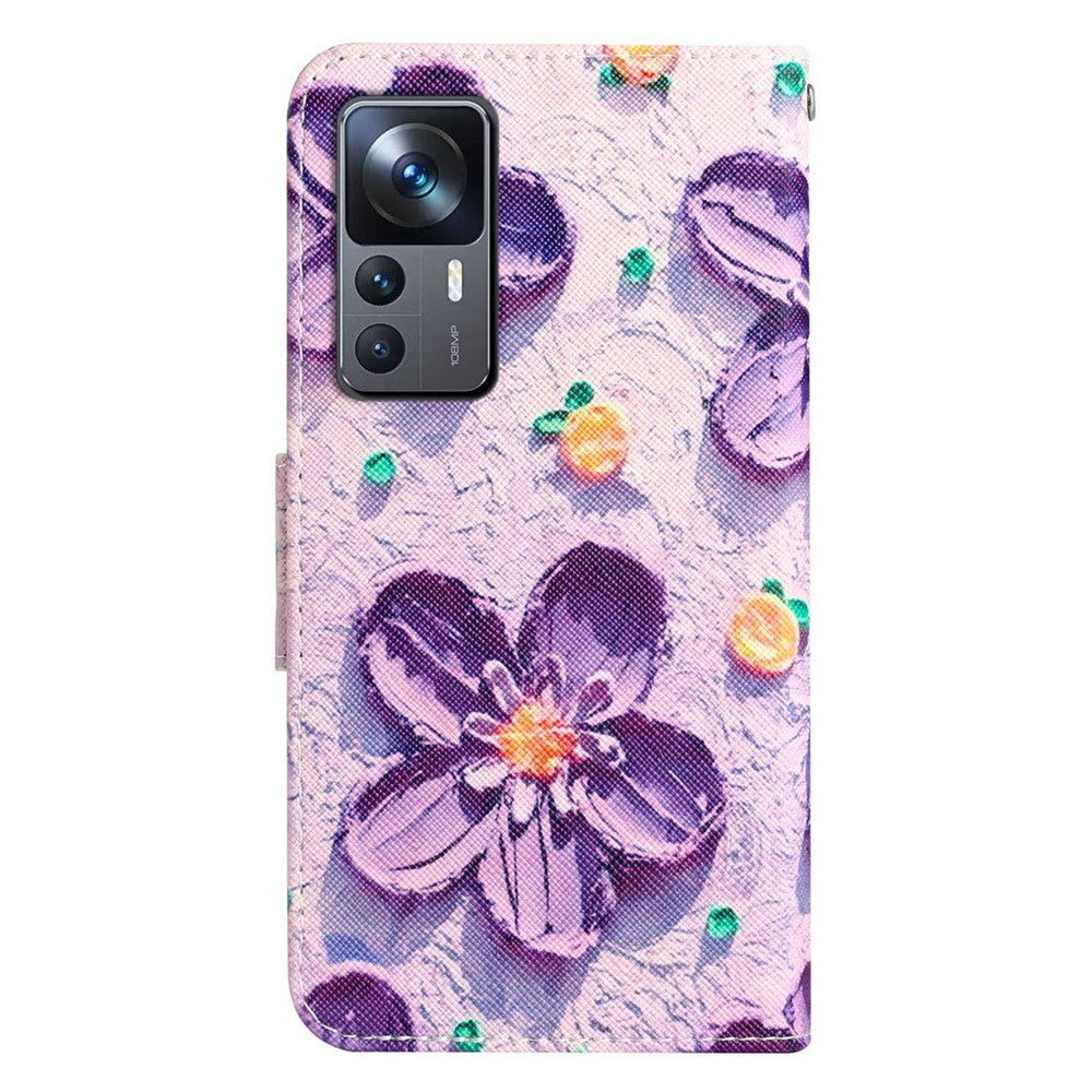 For Xiaomi 12T 5G / 12T Pro 5G / Redmi K50 Ultra 5G Cross Texture PU Leather Shockproof Cover Pattern Printing Flip Stand Wallet Case