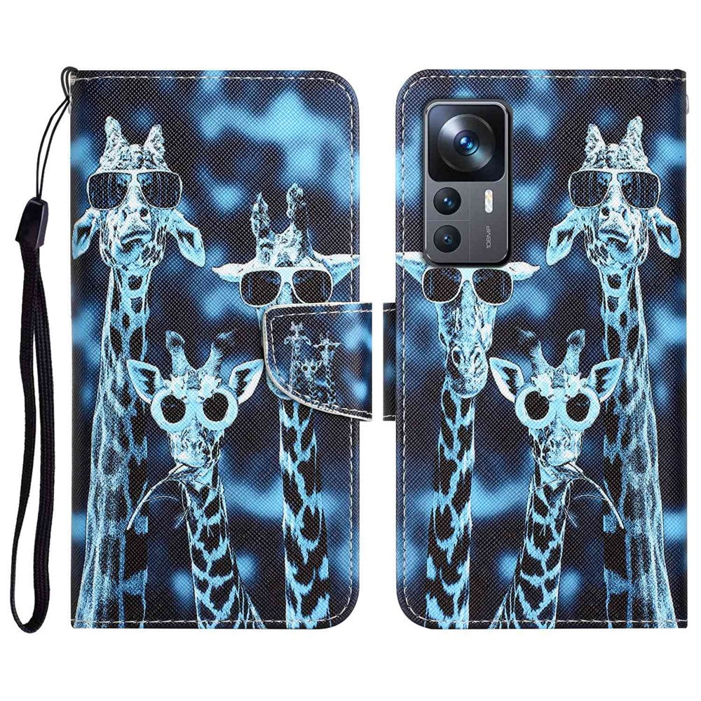 For Xiaomi 12T 5G / 12T Pro 5G / Redmi K50 Ultra 5G Cross Texture PU Leather Shockproof Cover Pattern Printing Flip Stand Wallet Case