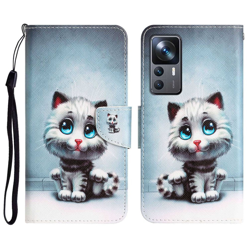For Xiaomi 12T 5G / 12T Pro 5G / Redmi K50 Ultra 5G Cross Texture PU Leather Shockproof Cover Pattern Printing Flip Stand Wallet Case