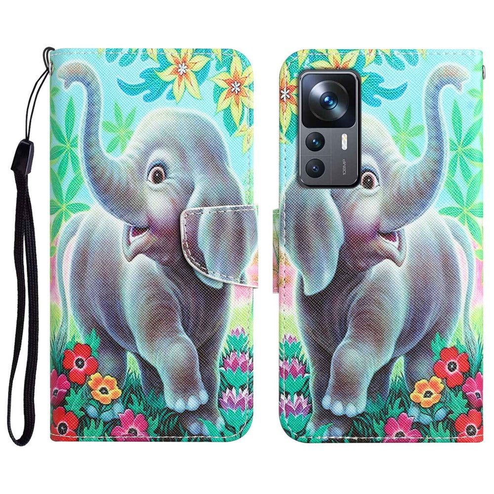 For Xiaomi 12T 5G / 12T Pro 5G / Redmi K50 Ultra 5G Cross Texture PU Leather Shockproof Cover Pattern Printing Flip Stand Wallet Case