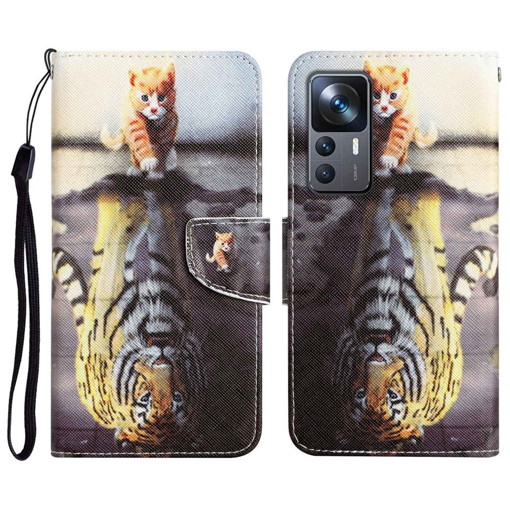 For Xiaomi 12T 5G / 12T Pro 5G / Redmi K50 Ultra 5G Cross Texture PU Leather Shockproof Cover Pattern Printing Flip Stand Wallet Case