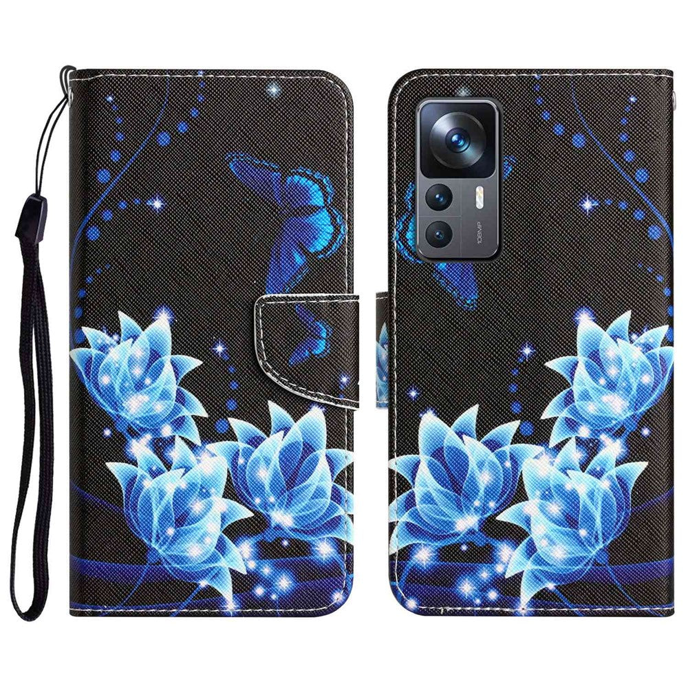 For Xiaomi 12T 5G / 12T Pro 5G / Redmi K50 Ultra 5G Cross Texture PU Leather Shockproof Cover Pattern Printing Flip Stand Wallet Case