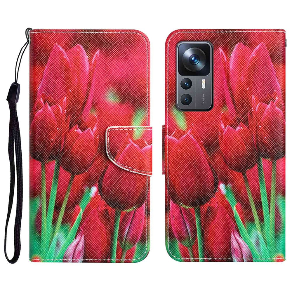 For Xiaomi 12T 5G / 12T Pro 5G / Redmi K50 Ultra 5G Cross Texture PU Leather Shockproof Cover Pattern Printing Flip Stand Wallet Case