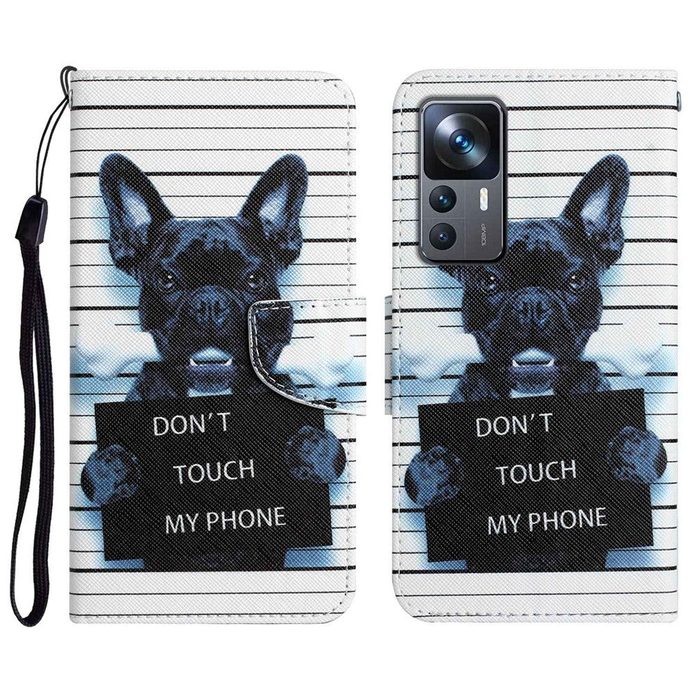 For Xiaomi 12T 5G / 12T Pro 5G / Redmi K50 Ultra 5G Cross Texture PU Leather Shockproof Cover Pattern Printing Flip Stand Wallet Case
