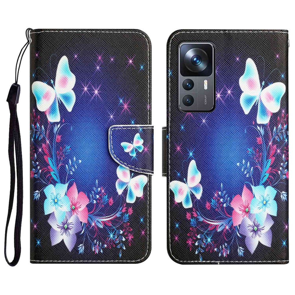 For Xiaomi 12T 5G / 12T Pro 5G / Redmi K50 Ultra 5G Cross Texture PU Leather Shockproof Cover Pattern Printing Flip Stand Wallet Case
