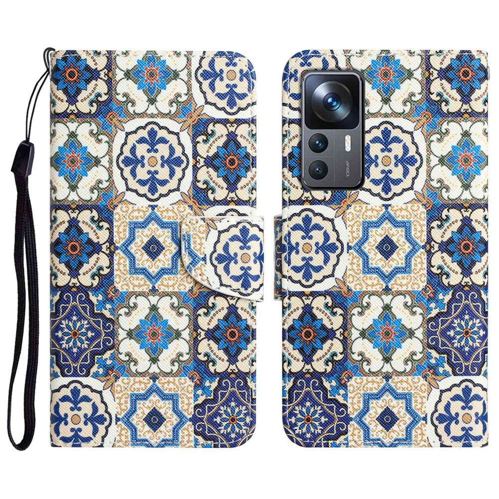 For Xiaomi 12T 5G / 12T Pro 5G / Redmi K50 Ultra 5G Cross Texture PU Leather Shockproof Cover Pattern Printing Flip Stand Wallet Case