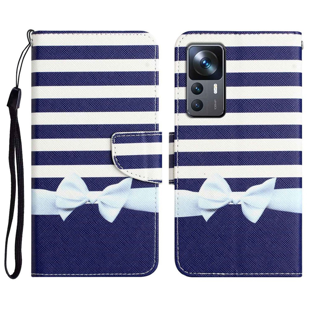For Xiaomi 12T 5G / 12T Pro 5G / Redmi K50 Ultra 5G Cross Texture PU Leather Shockproof Cover Pattern Printing Flip Stand Wallet Case