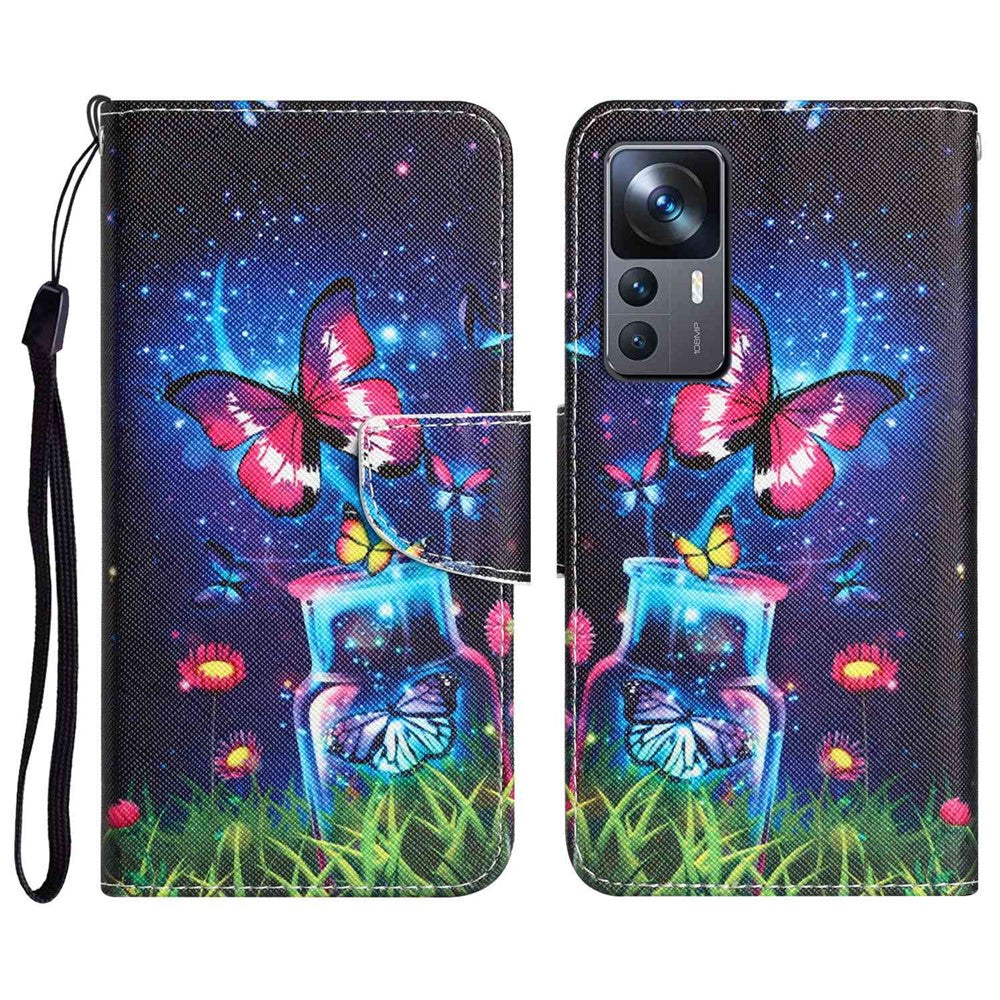 For Xiaomi 12T 5G / 12T Pro 5G / Redmi K50 Ultra 5G Cross Texture PU Leather Shockproof Cover Pattern Printing Flip Stand Wallet Case
