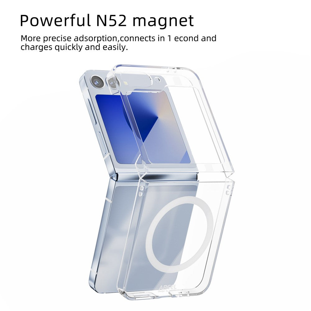 ABEEL Magnetiskt Skal För Samsung Galaxy Z Flip6 5G Genomskinligt PC Reptåligt mobilskal