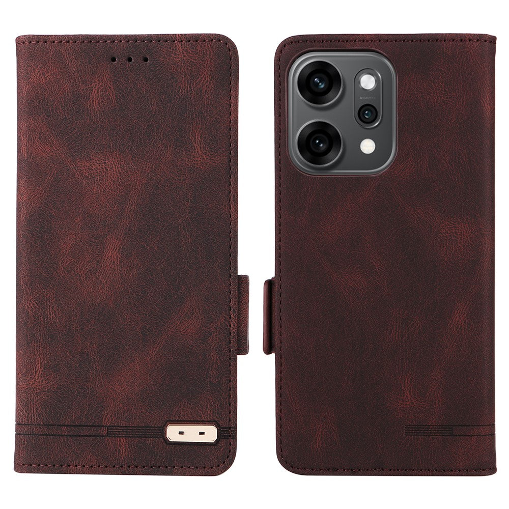 For Oppo Reno14 Pro 5G (Global) Case Leather Wallet Flip Phone Cover with Hardware Decor