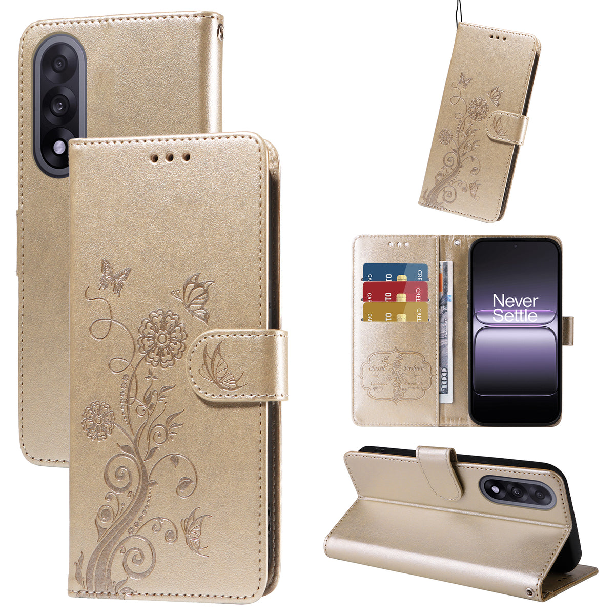 OnePlus Ace 5 Ultra 5G / OnePlus Nord 5 5G Läderfodral Fjärilsblommigt Tryck Plånboksfodral